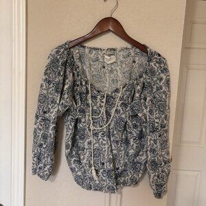 Denim & Supply Ralph Lauren Blue and White Blouse